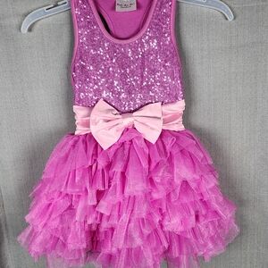 Ooh La La Couture Girls 4T Tutu Tulle Dress Pink Bow Sequins Dance Ballet